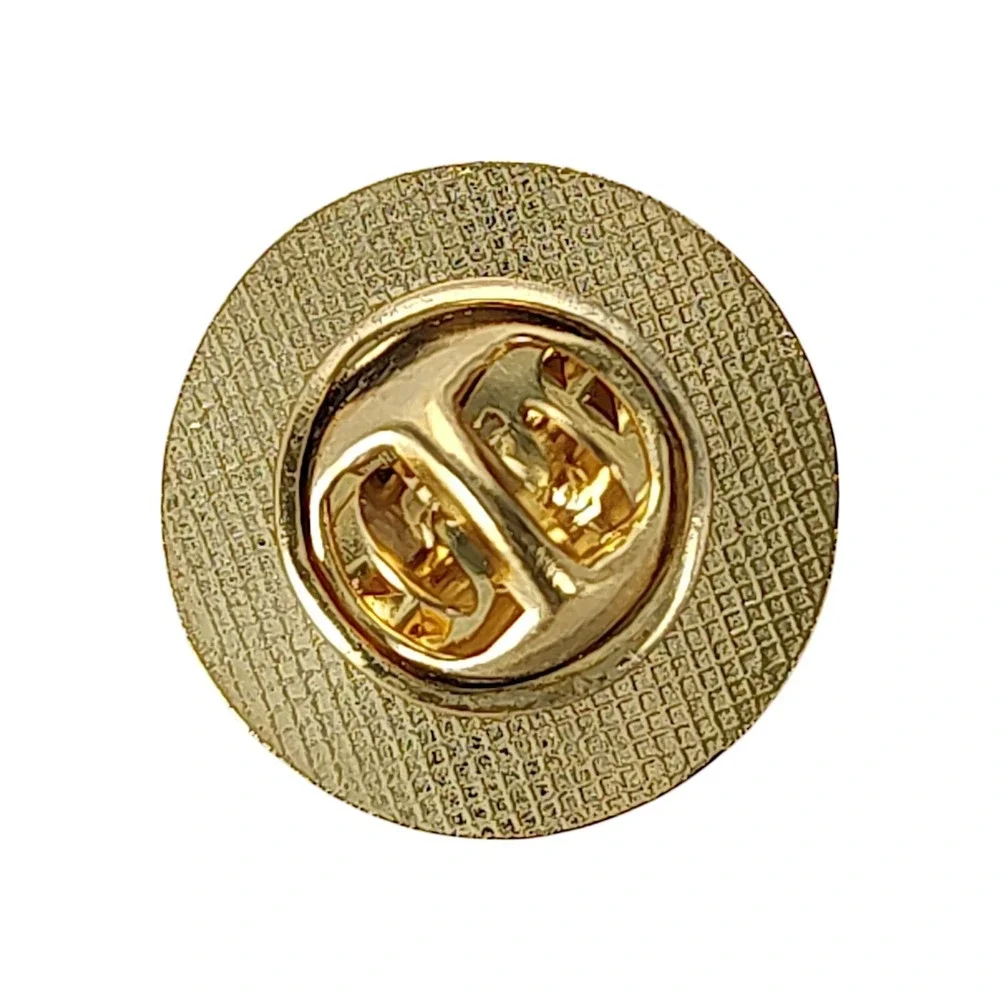 Vintage Eglise Saint-Pierre Cheticamp N. E. Gold Tone Blue Enamel Lapel Pin